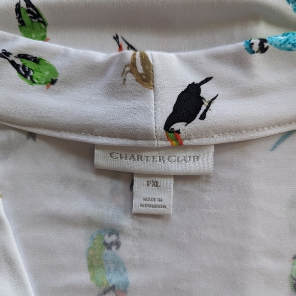 Charter Club Women's 3/4 Sleeve Printed Pleat-Neck Top Size XL Petite - Picture 6 of 11